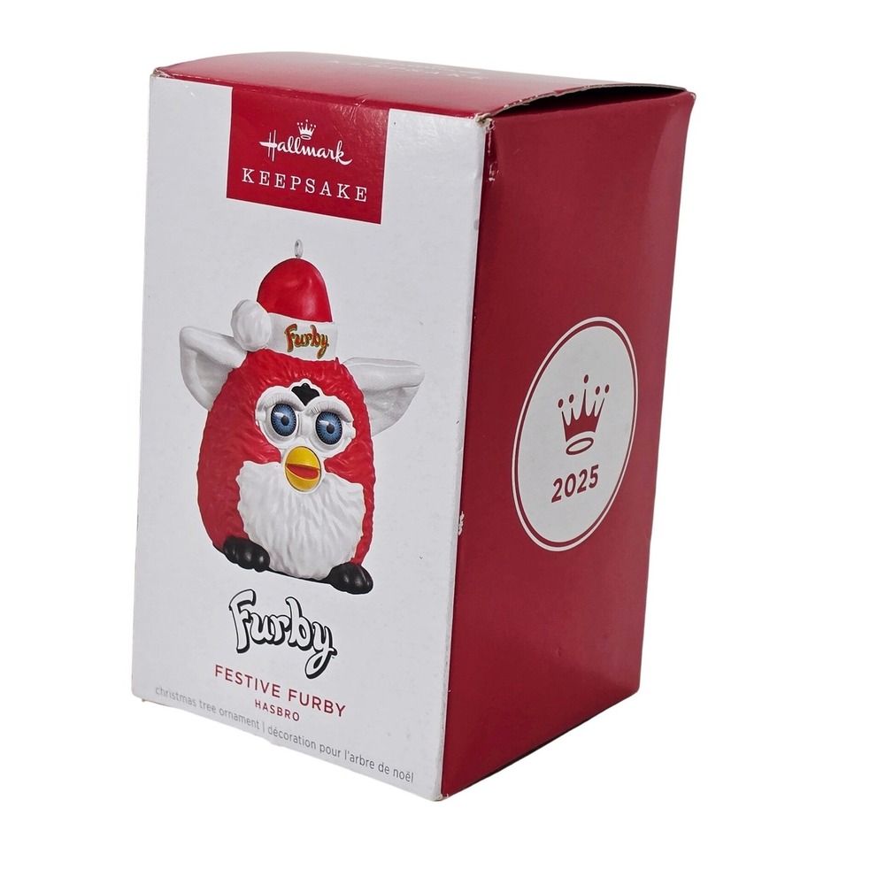 Hallmark Keepsake Festive Furby Christmas Ornament 2025 Hasbro Red Santa Hat